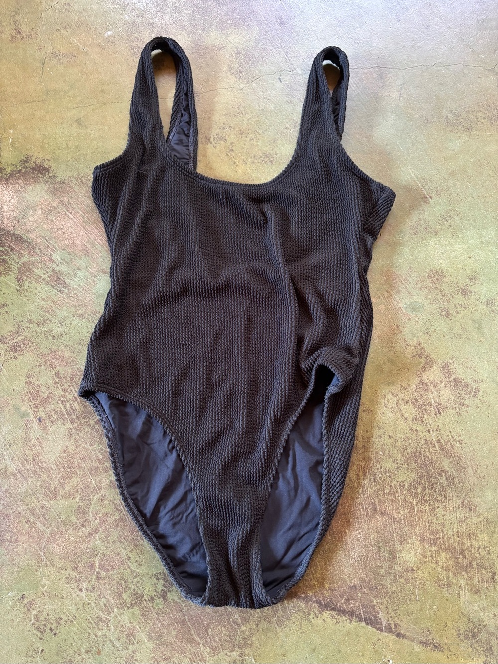 Good American Textured Black One-Piece Swimsuit